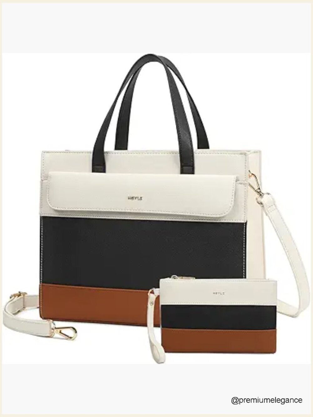 2-Piece Tote and Wristlet Set Large Capacity Shoulder Bag